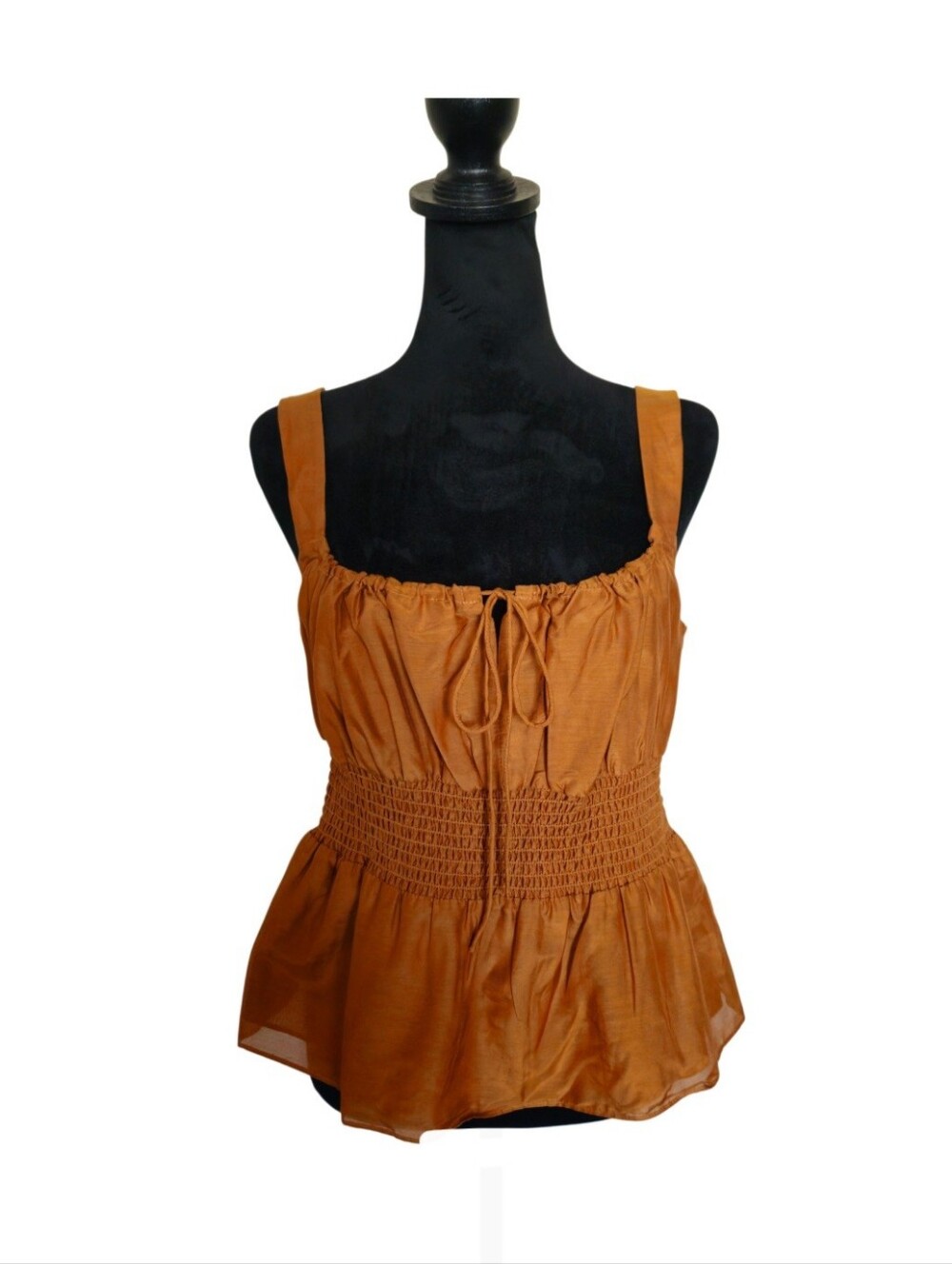 J. Crew Women’s Rust Smocked Silk Blend Waist Tank Top Size M